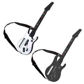 Wii için Ayarlanabilir Kayış ile kablosuz Denetleyici Guitar Hero Rock Band 2 3 Oyunları Gamepad Siyah Beyaz