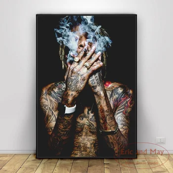 Wiz Khalifa Rap Hip Hop Müzik posterler ve baskılar Tuval Boyama Soyut Dekoratif Ev Dekor Quadro