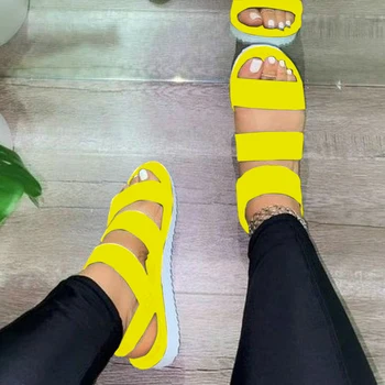 Yaz Kadın Ayakkabı Moda İçi Boş platform sandaletler Rahat Rahat Bayan Sandalet Plaj Balık Ağzı Düz Sandalies Mujer WSH4612