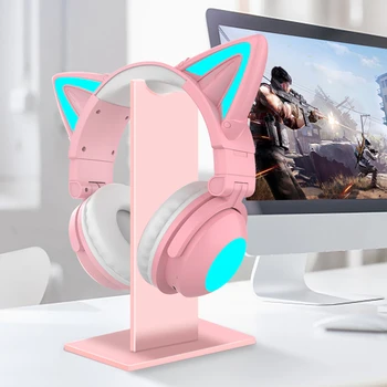 Yeni Sevimli Moda Kız Kablosuz Bluetooth Kedi Kulak Kulaklık HD Mic RGB Aydınlatma Sanal 7.1 Kanal Stereo Müzik Oyun Kulaklık