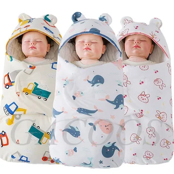 Yumuşak Sevimli Bebek Uyku Tulumları Karikatür Yeni Sonbahar Kış pamuklu şal Battaniye Bebekler İçin Sıcak Yenidoğan Sleepsack Kundak 0-9 Ay