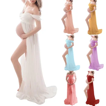 Çift hamile Fotoğrafçılığı Elbise Sahne Maxi hamile elbisesi Çiçek elbise Fantezi Çekim Fotoğraf Bahar Sonbahar Hamile Elbiseleri