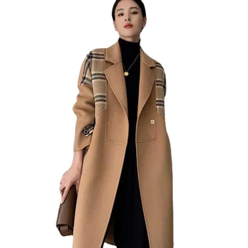 Çift taraflı yün ceket kadın high-end 2021 yeni bahar ve sonbahar Kore koza tipi Hepburn tarzı uzun ceket