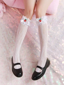 Çilek Günlüğü Bahar Ve Yaz Lolita kızın Dantel Tüp Çorap Sevimli Yay Demet Çorap