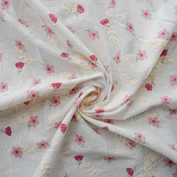 Çiçek Baskı İşlemeli giysi kumaşı Elbise Küçük Taze Elbise dekorasyon kumaşı metre