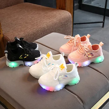Çocuklar Aydınlık Sneakers 2022 Yeni Bahar ve Yaz çocuk ışıklı ayakkabı Yanıp Sönen LED Erkek ve Kız spor ayakkabı sneaker