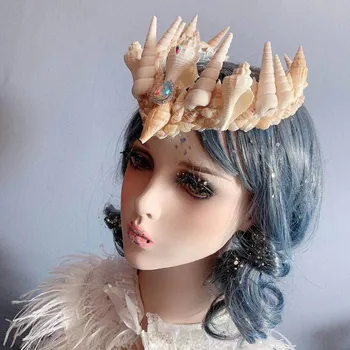 Özelleştirilmiş Mermaid Kabuk Taç Kabuk Kraliçe Taç Doğum Günü Hediyeleri Modeli Headdress Kabuk Tiara Taç Düğün Prenses Şapkalar